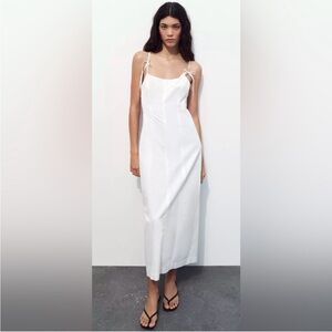 Zara Nwt Elegant White Sleeveless Dress